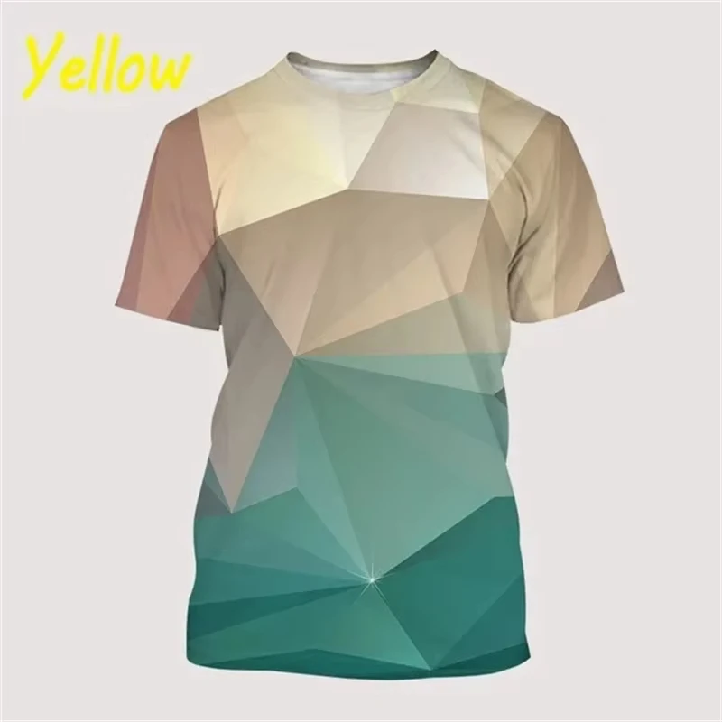 Men's Geometric Graphic Print T-shirt Short-sleeved O-neck Abstract Pattern Tees Tops Casual Mens Oversized Tshirts Ropa Hombre
