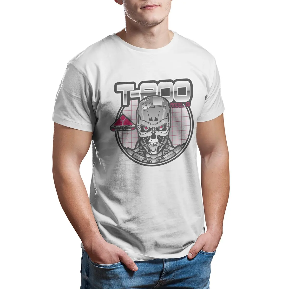 Men T800 Model 101 technique cyborg Cyberdyne Systems sci fi  Geek Nerd 80s movie pop culture 100% cotton Vintage Gift  T-Shirt