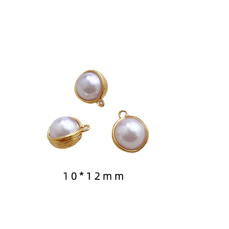 6 pieces  Brass plated 18K gold pearl pendant with flower bud shape  DIY Jewelry Charm Handmade Necklace Accessories Materials