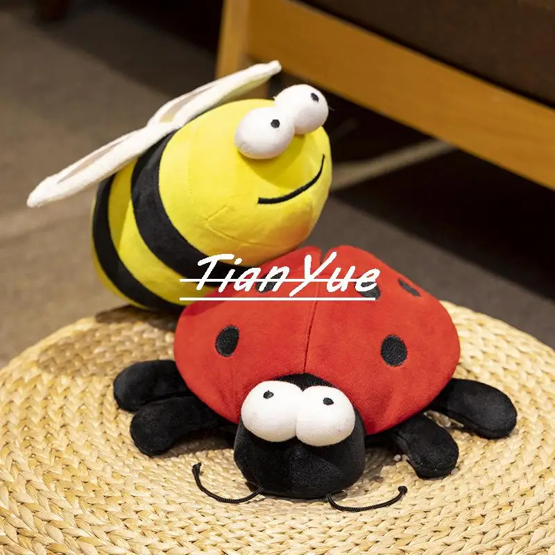 Cute Insect Adventure Bee Ladybug Stuffed doll  Xmas Soft doll for children's Birthday gift 25cm