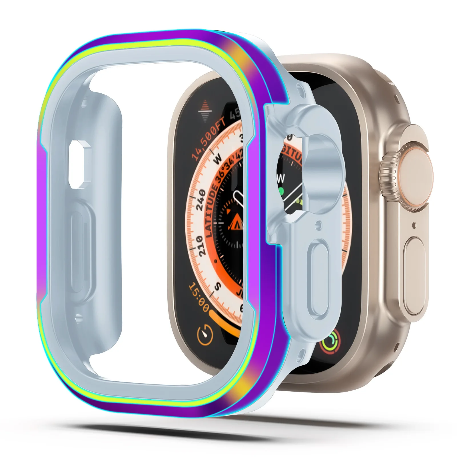 

Luxury Aluminum Alloy Armor Case For Apple Watch Ultra 49mm 8 7 6 5 4 TPU Bumper + Metal Frame 45mm 41mm 44mm Shockproof Cover