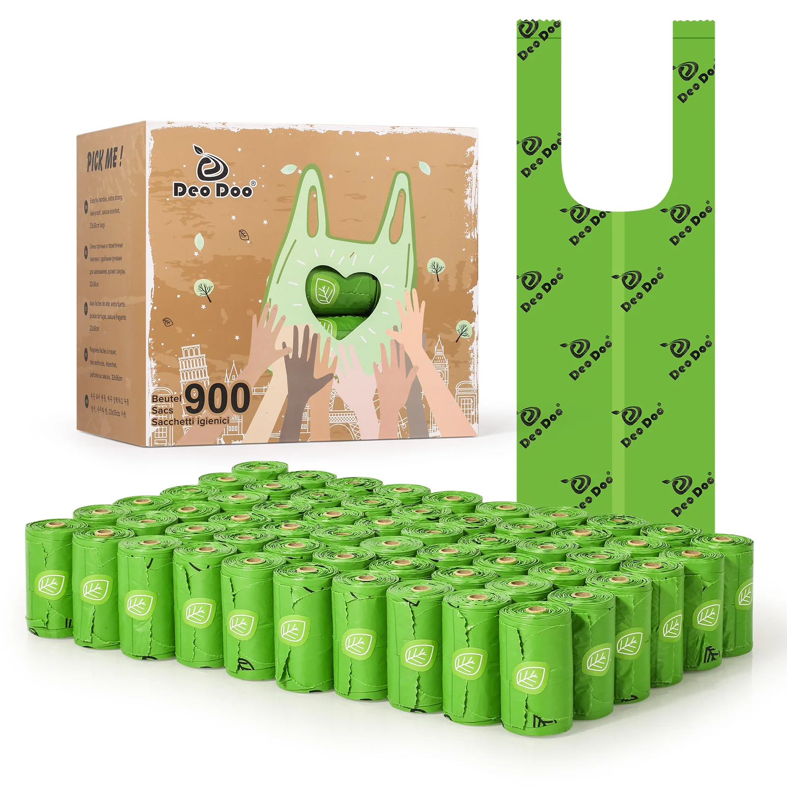 

DeoDoo Biodegradable Dog Poop Bags Bulk Biobase Scented Poo Bag Degradable Cat Waste Bags Eco-Friendly Doggie Bolsas Caca Perro