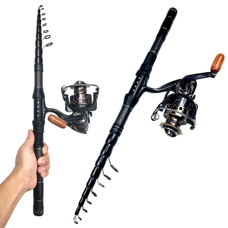 Fishing Reel Fishing Rod Ultra-short Circuit Sub-pole Suit Long Throwing Pole Bag Combination Carbon Fiber Telescopic Sea Rod