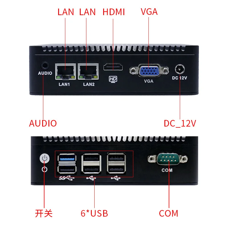 J1900 Mini Computer Small Host Computer Dual Network Card 6USB Embedded Fanless Original Genuine