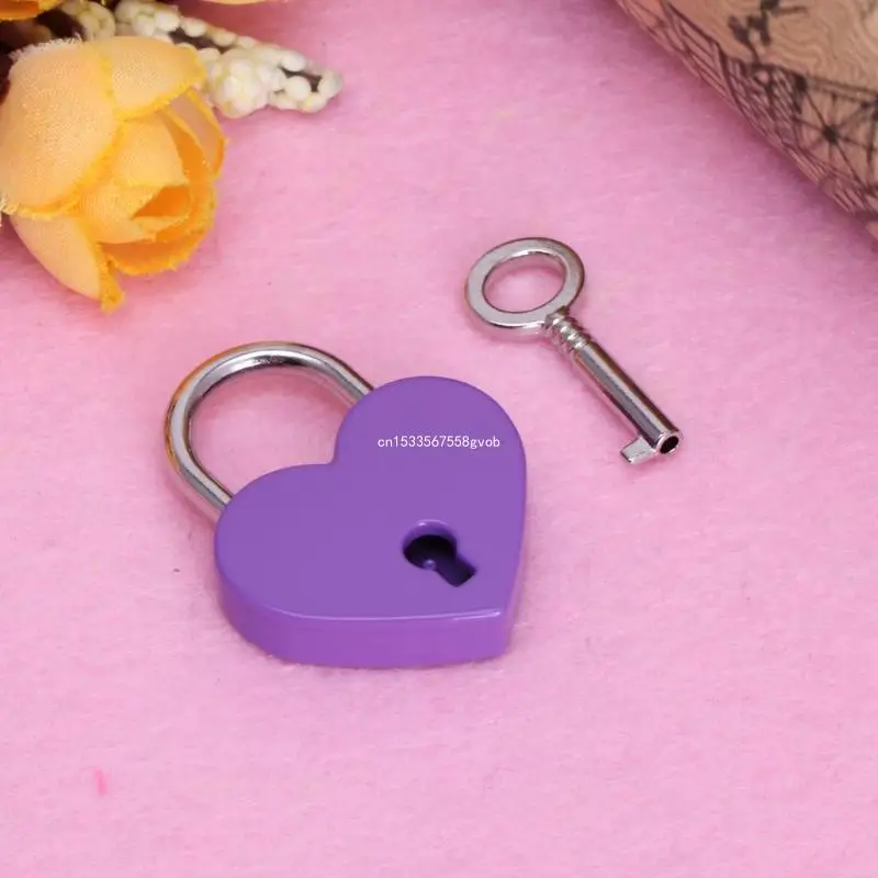 Vintage Wish Lock Mini Heart Shaped Lock Wedding Keyed Padlocks Personalized Padlock for Jewelry Box Small Wooden Box