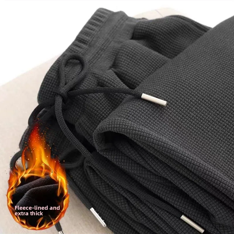 

High-End Thiened Warm Thermal Fce-lined Loose Casual Faionable Men's Sweatpants Youth ular Long Pants Winter Wear