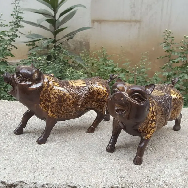 Pure metal craft, copper zodiac pig figurine, animal ornament