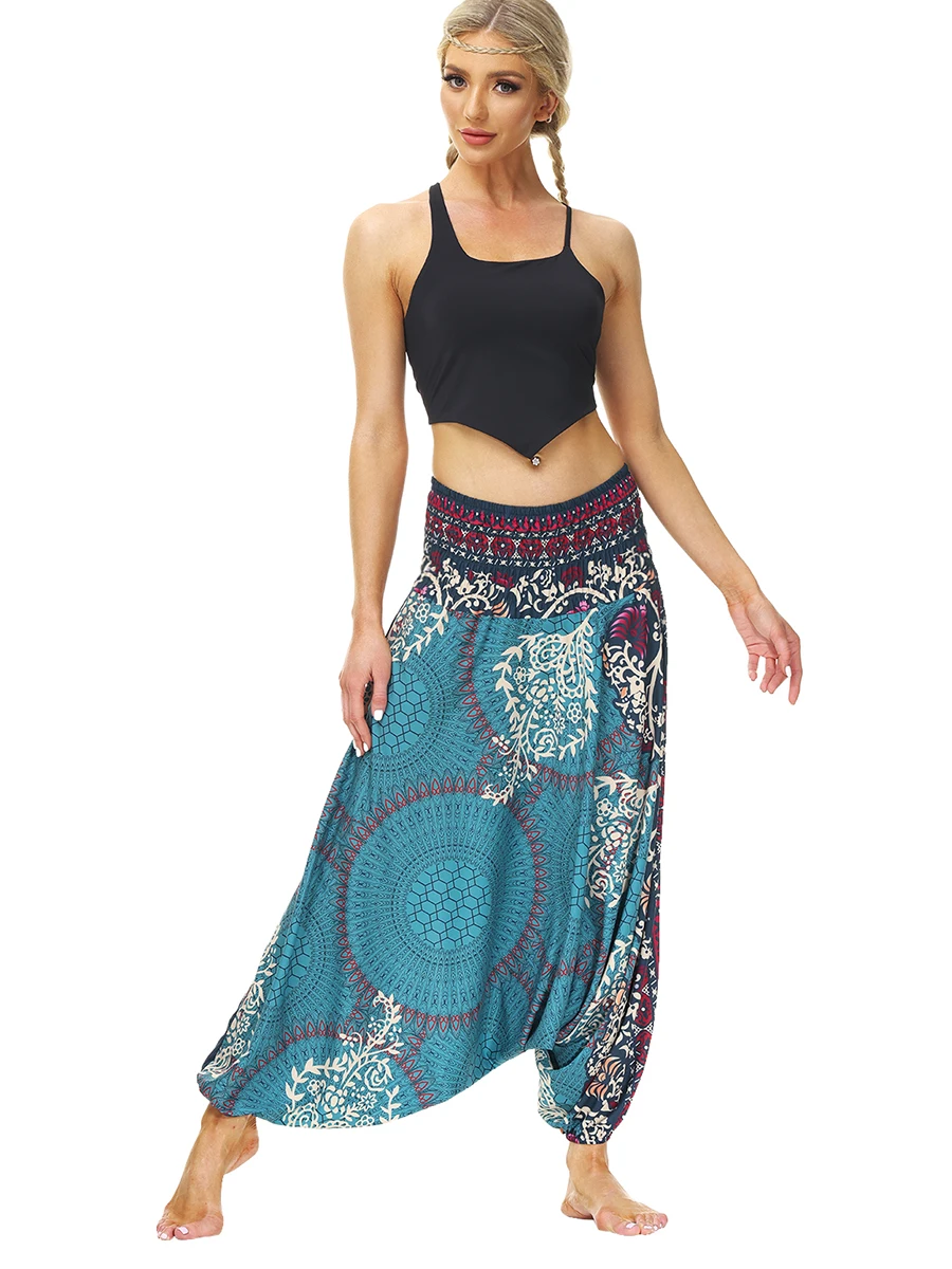 Women\'s Casual Beach Pants Harem Pants Yoga Pants Harem High Waist Baggy Hippie Boho Aladdin Pants