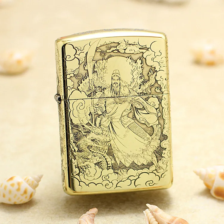 

Genuine Zippo sculpture Guan Yu oil lighter copper windproof cigarette Kerosene lighters Gift with anti-counterfeiting code