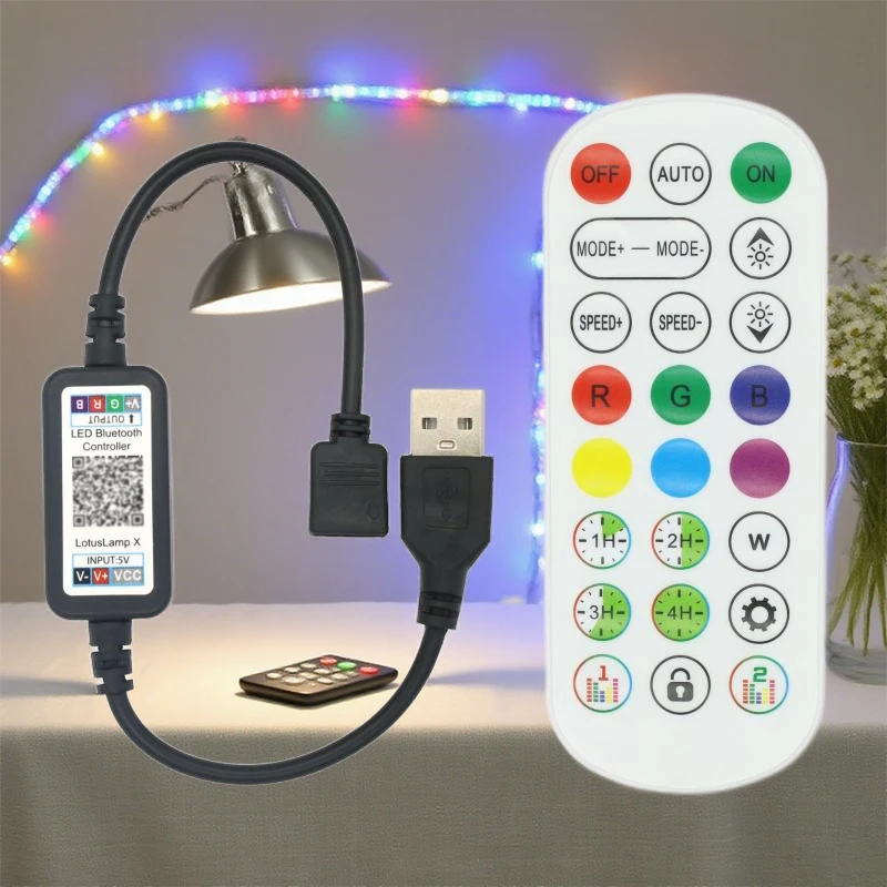 Complete Set for App-Controlled RGB LED light strip Connector, 5V-24V DC USB