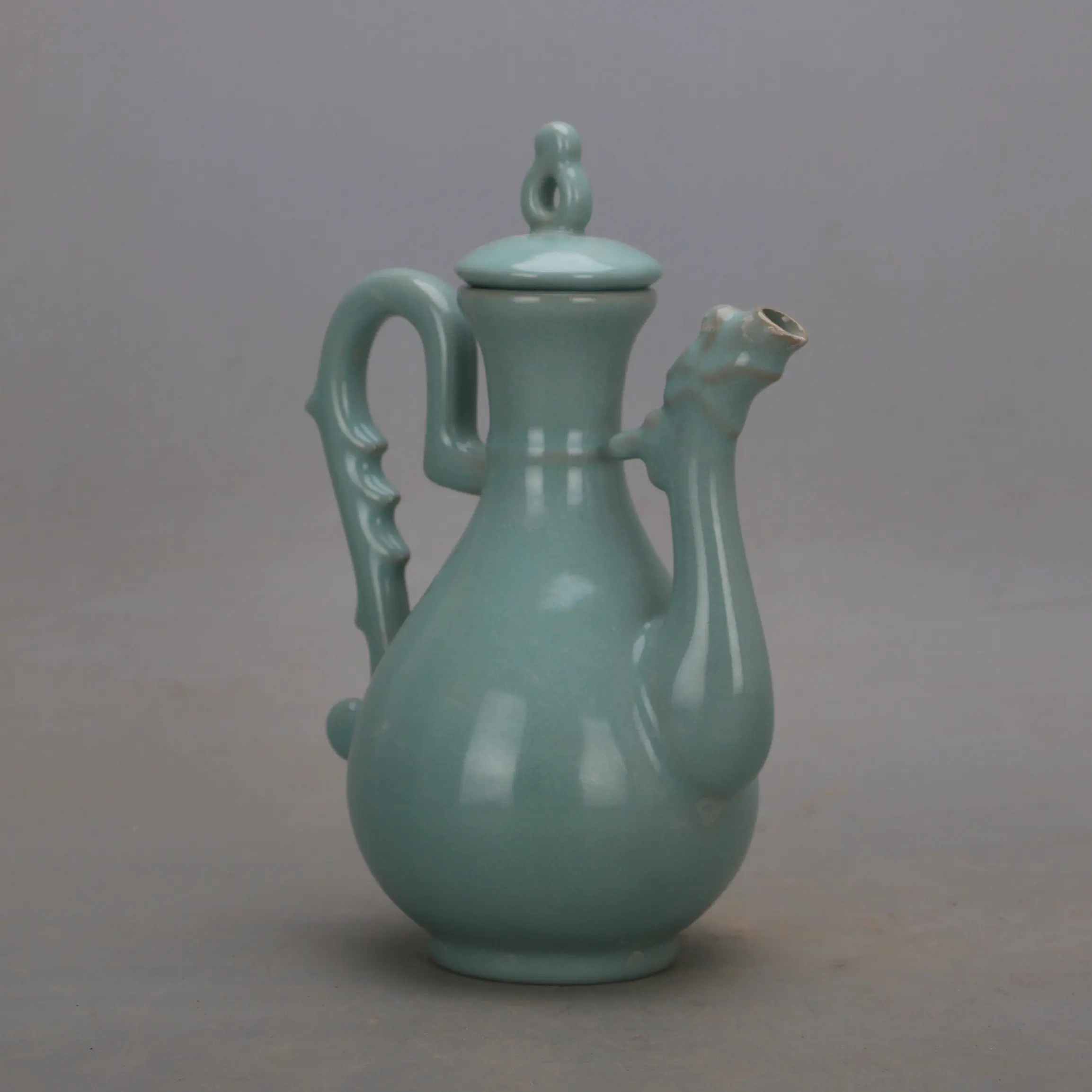 Song Dynasty Style Ru Ware Green Glaze Crackle Dragon Pattern Pot Antique Replica Home Decor Display