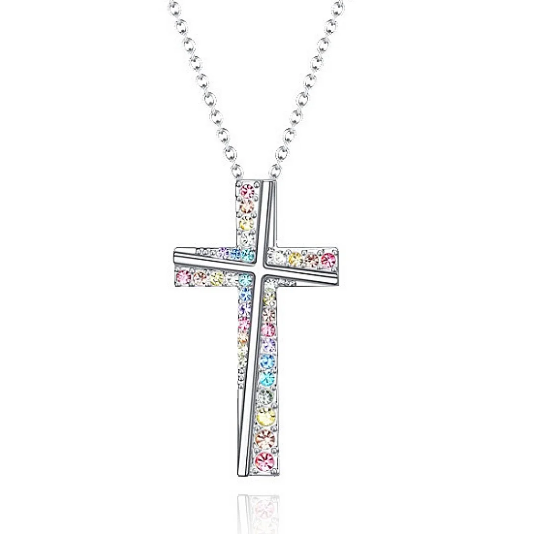 

Fashion Cross Necklace Pendant 1pc Shiny Women and Girls Jewelry Festival Party Birthday Gift Decoration Clothing Accessories