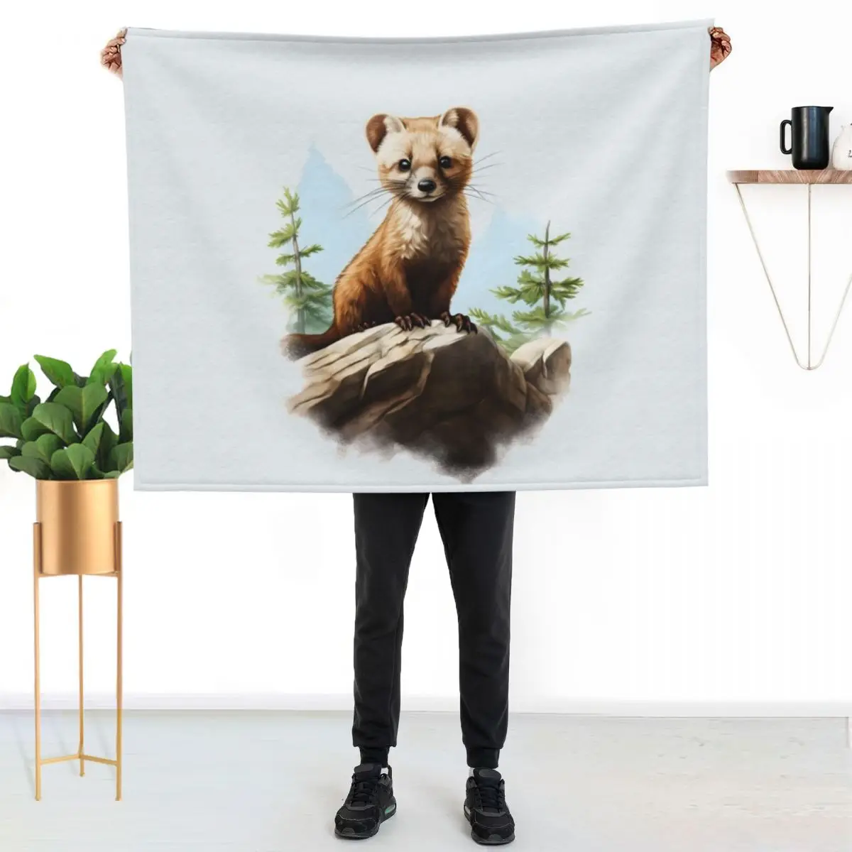 Marten Stone Marten Throw Blanket Retros halloween Flannel Fabric Thermals For Travel Plush Thermal Blankets