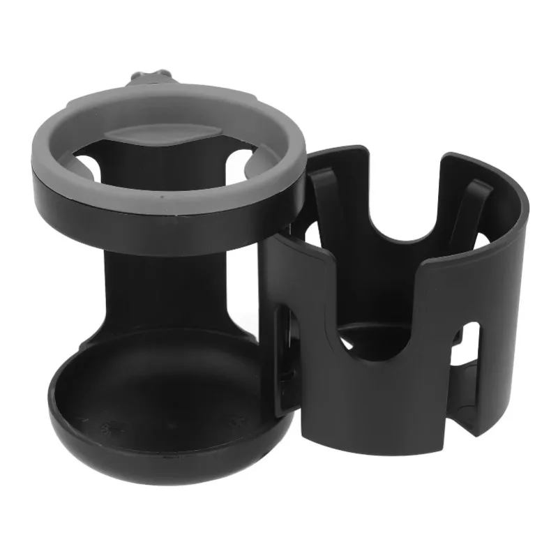2 in 1 Stroller Cup Holder Universal Baby Stroller Accessories Anti Slip 360 Deg Adjustable Double Bottle Holder Phone Support