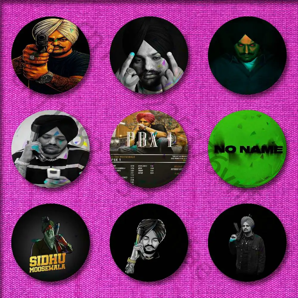 

S-Sidhu Moose Wala No Name Badges 75mm 25mm 44mm 32mm 58mm Round Pin Brooch Souvenir Clothes Cosplay Gift Accessories