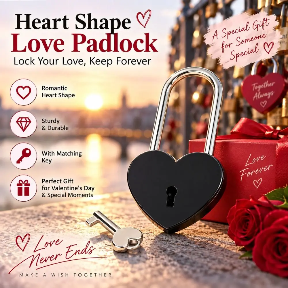 Classic with Key Heart Padlock Sentimental Romantic Love Lock Set Antique Style Wishing Lock Wedding