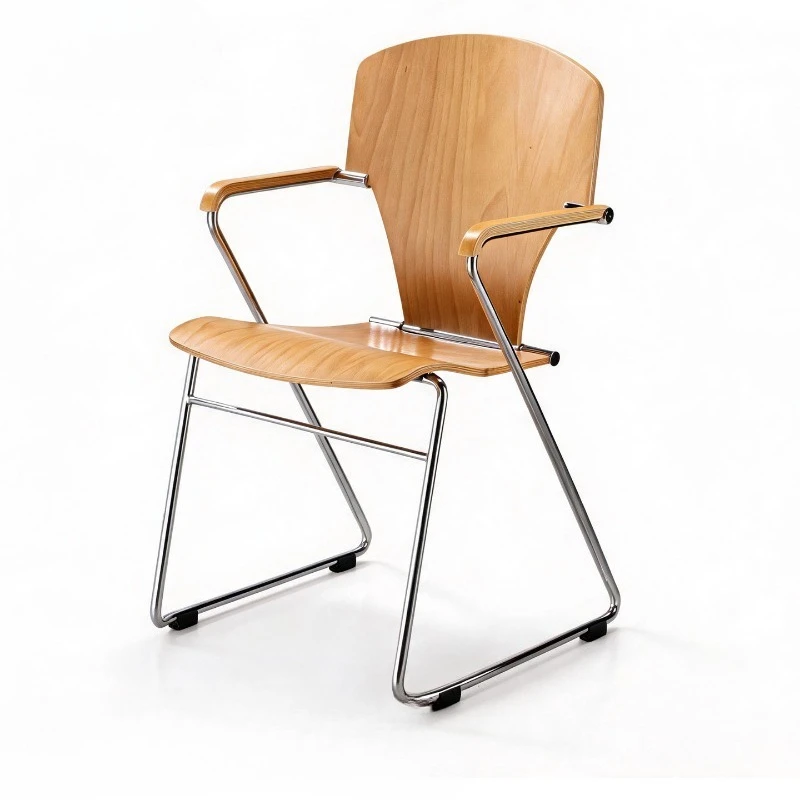 Modern Simple Dining Chair Chrome Plated Solid Steel Frame Cantilever Stackable Dining Chair