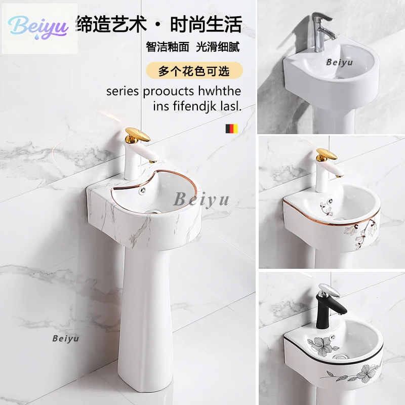 

Column type wash basin Small apartment bathroom Column basin Integrated ceramic mini floor washbasin Balcony washing
