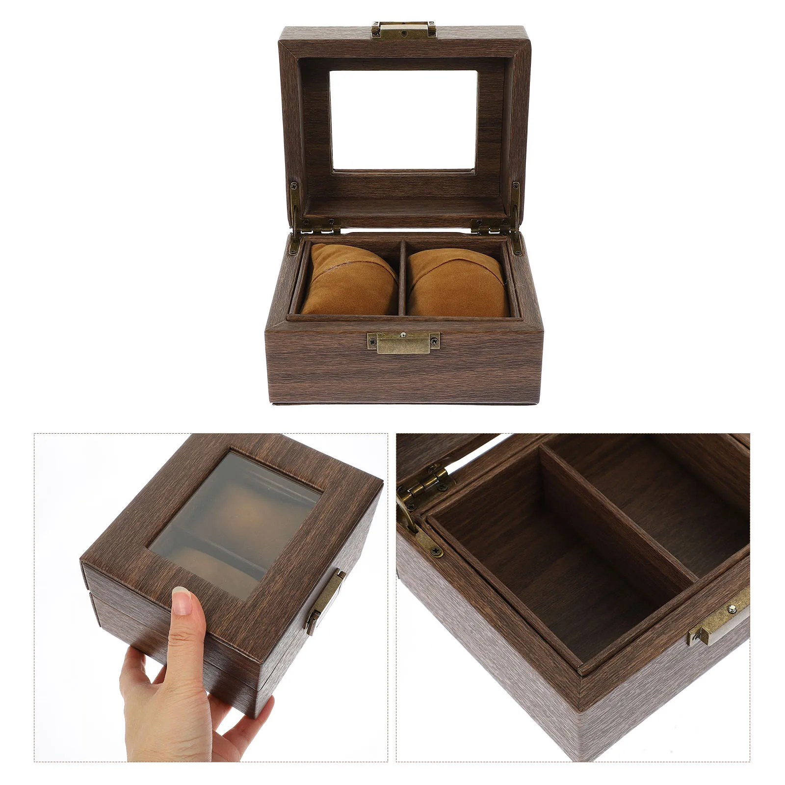 

Lightweight Wood Desktop Watch Box Durable Multi-Functional Watch Display Case Bracelet Organizer Protective Wristwatch Storage