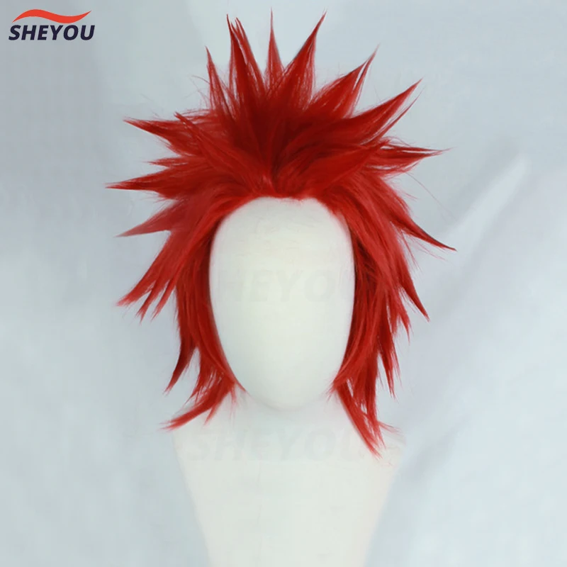 My Boku no Hero Academia Eijirou Kirishima Eijiro Short Red Heat Resistant Cosplay Costume Wig + Cap