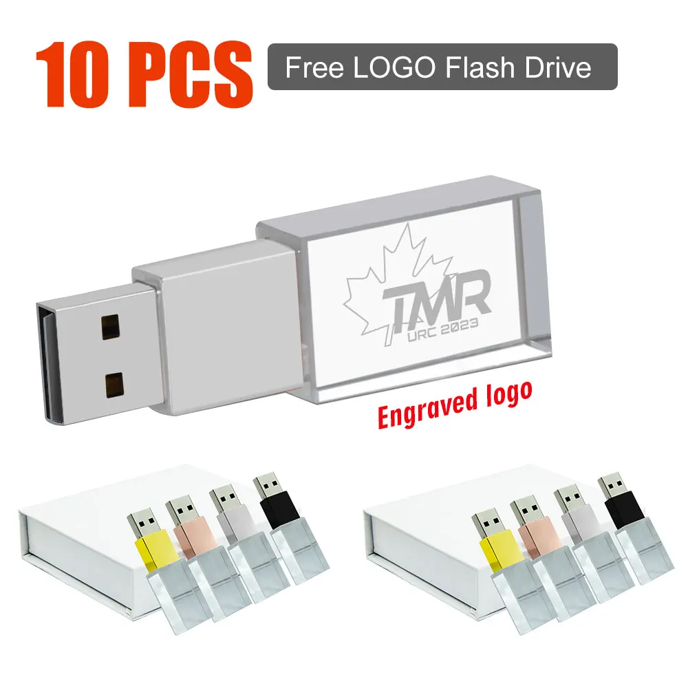 10 ชิ้น/ล็อตคริสตัล USB 2.0 งานแต่งงานของขวัญแฟลชไดรฟ์ฟรีโลโก้ที่กําหนดเองไดรฟ์ปากกา 100% ความจุจริง Stick 128GB 8GB 16GB 32GB 64GB