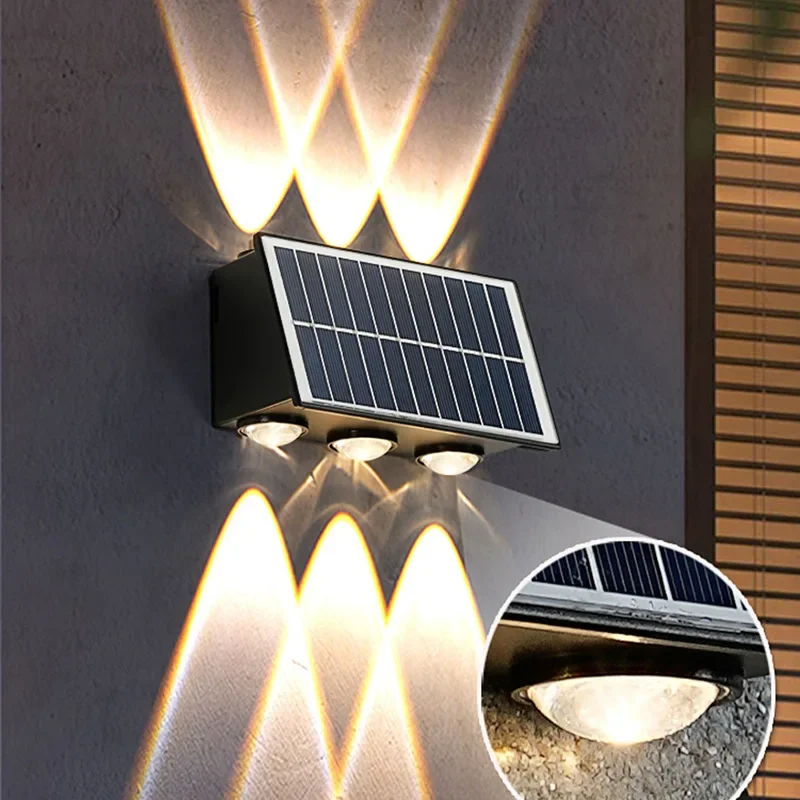 Solar Wall Light 4/6/8 LED Outdoor Light IP65 Waterproof Solar Up and Down Wall Lights Courtyard Street Garden Wall Lamp