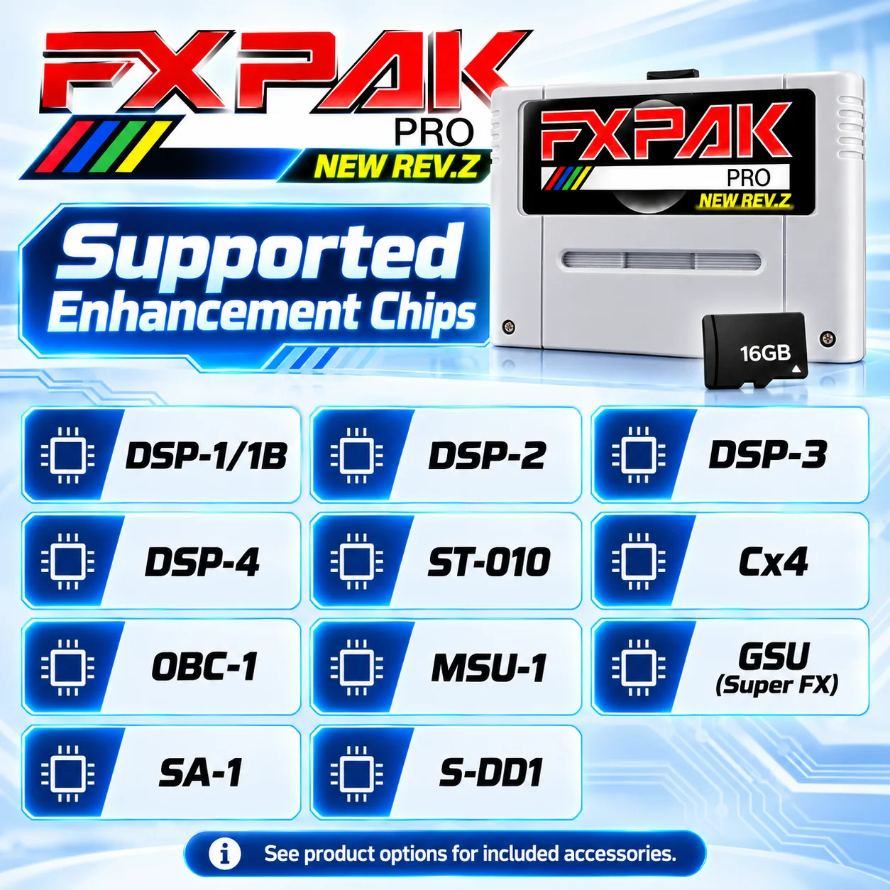 FXPAK Pro RevZ Flash Cartridge 16GB Micro SD Card Special Chip Support for 16Bit Home Consoles