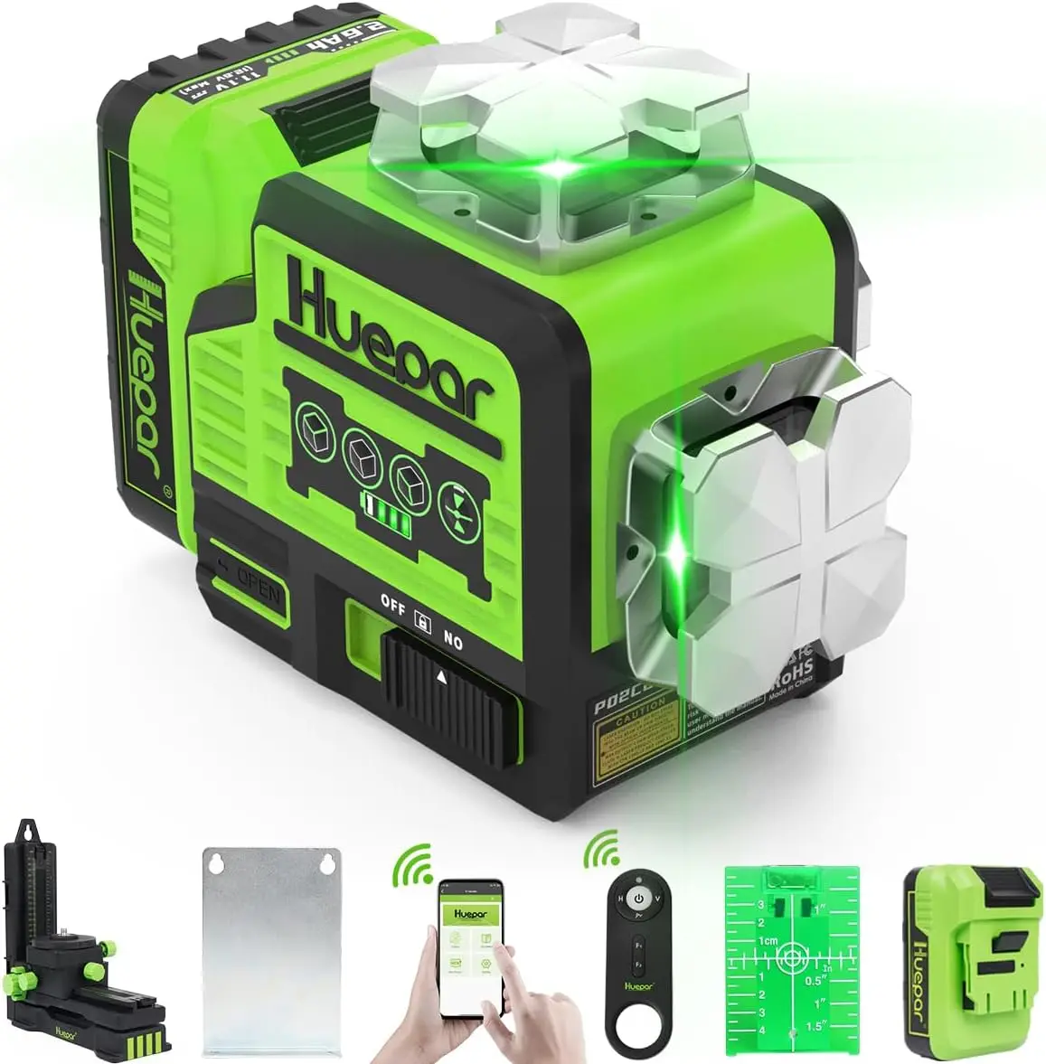 

Laser Level Self Leveling with Bluetooth and Remote Control, High Brightness 360° Green Beam Cross Line Laser Level