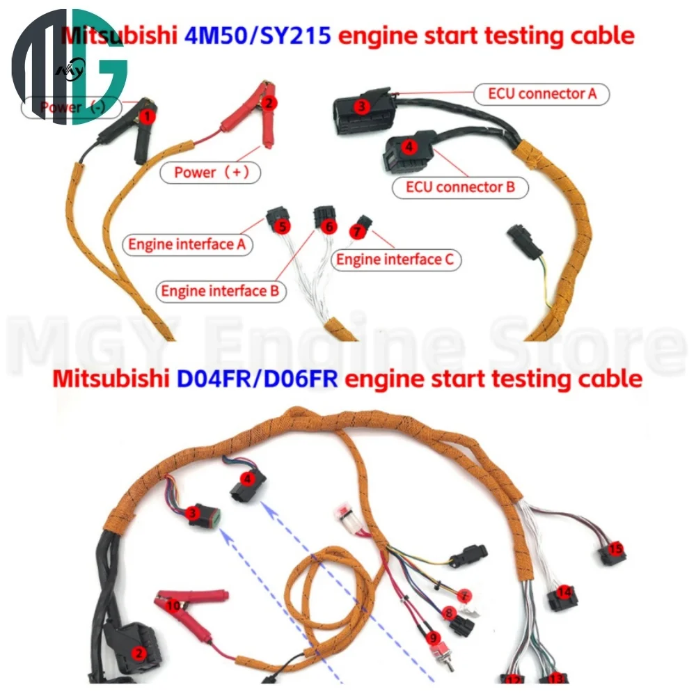 

For Mitsubishi D04FR D06FR 4M50 SY215 Engine Start Testing Cable Diagnostic Wiring Harness Excavator Computer Board Engine Cable