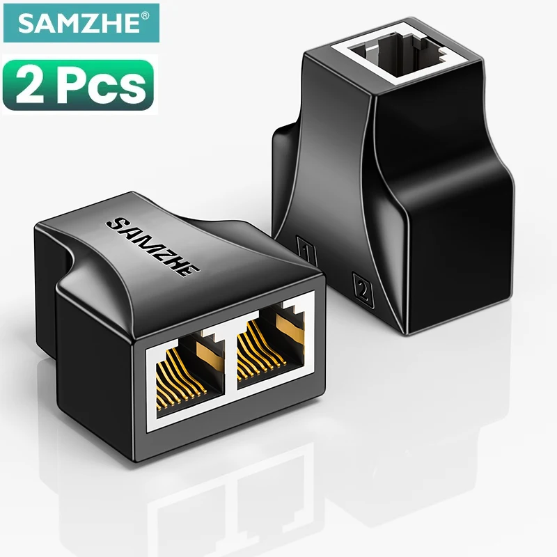 SAMZHE Ethernet RJ45 Adapter Lan Cable Extender Splitter for Internet Connection Cat6 Splitter Coupler Contact Modular Plug