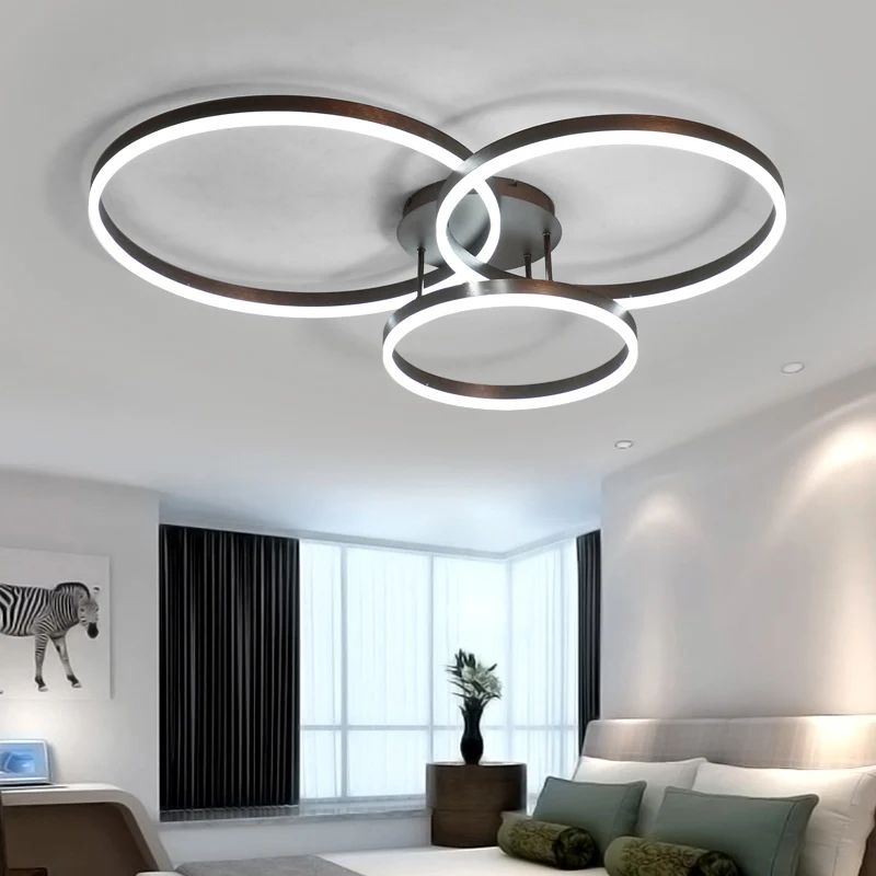 Hot sale Creative rings led chandelier ceiling for living room lights bed room ledlamp Brown modern chandelier lighting fixtures