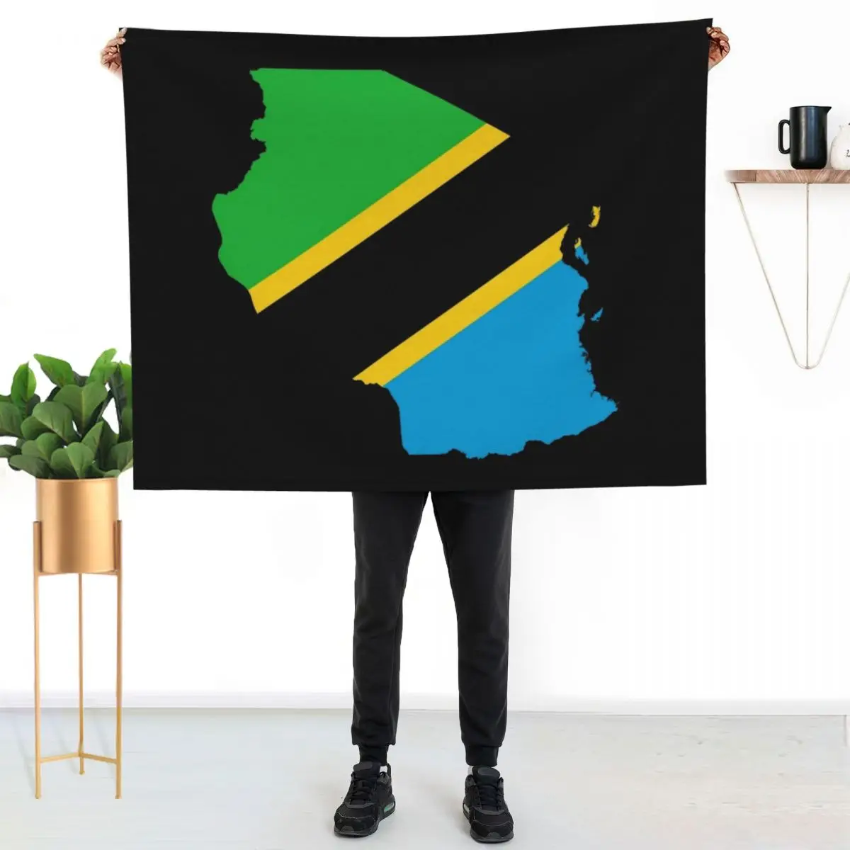 

Flag Map of Tanzania Throw Blanket Stylish Couch Blanket for Home Living Room