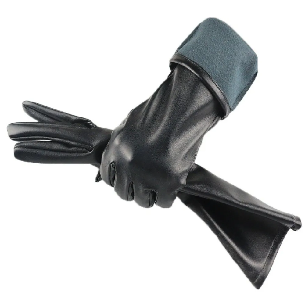 Guantes elegantes impermeables para invierno, guantes gruesos antideslizantes para pantalla táctil, guantes cálidos de longitud media de terciopelo para uso femenino