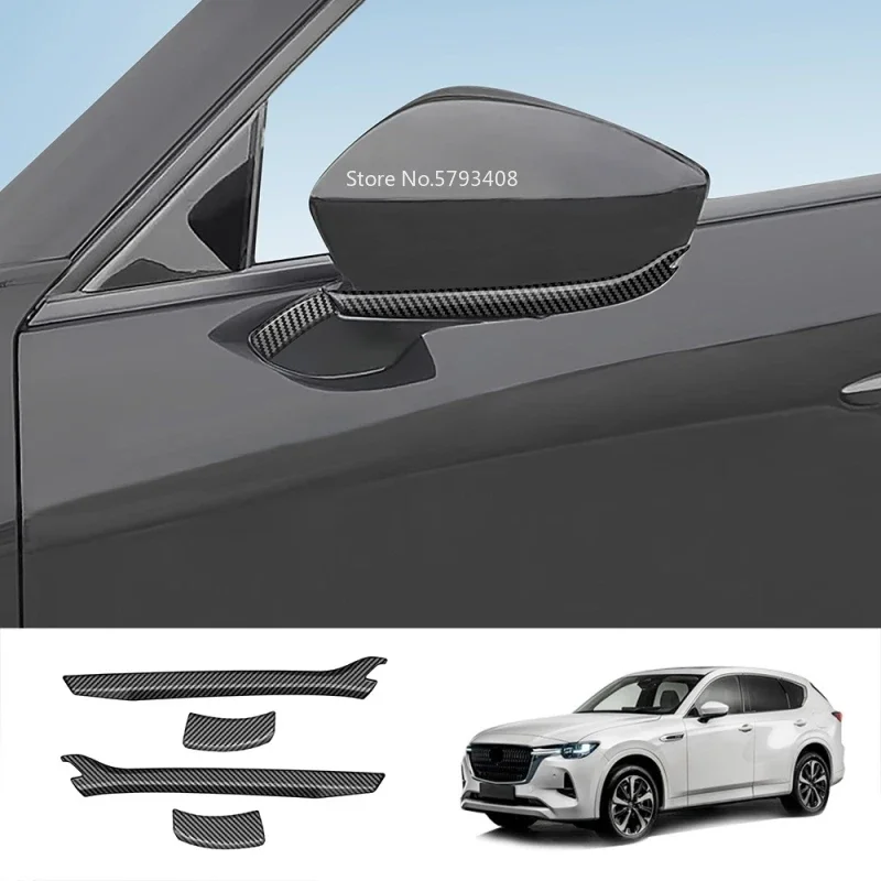 For Mazda CX-60 CX60 CX 60 2022 2023 2024 ABS black  Rearview Mirror Anti friction Strip Moulding Frame Cover Trim Accessories