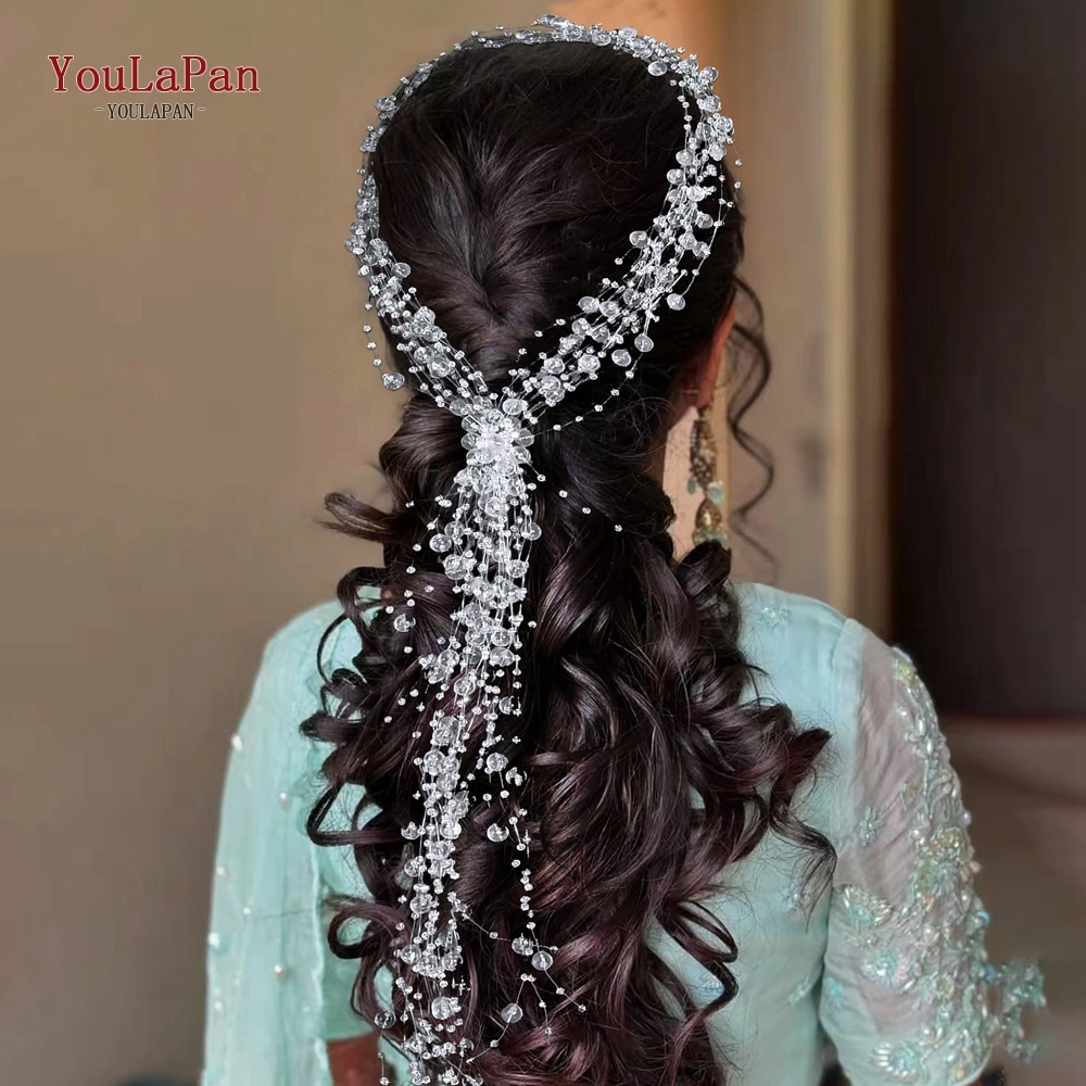 

YouLaPan Wedding Bridal Headpiece Bridesmaid Hair Accessories Bride Pearl Headband Woman Hair Vine Beaded Tassel Wreath HP538