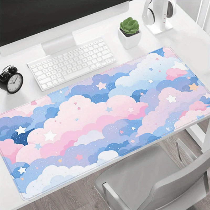 Dreamy Starry Clouds Extended Desk Mat Large Non-Slip Rubber Gaming Mouse Pad for Office