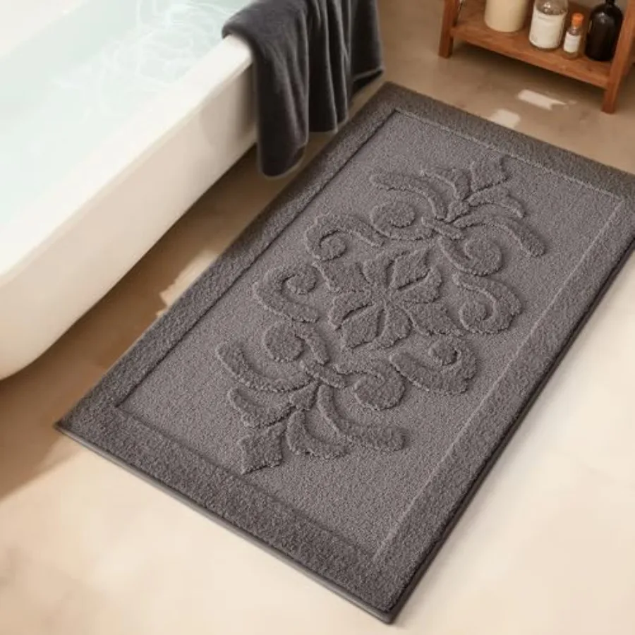 

Ultra Absorbent Bathroom Rug Non Slip Rubber Backing Machine Washable Bath Mat Soft Premium Microfiber Elegant Luxury Bath Rugs