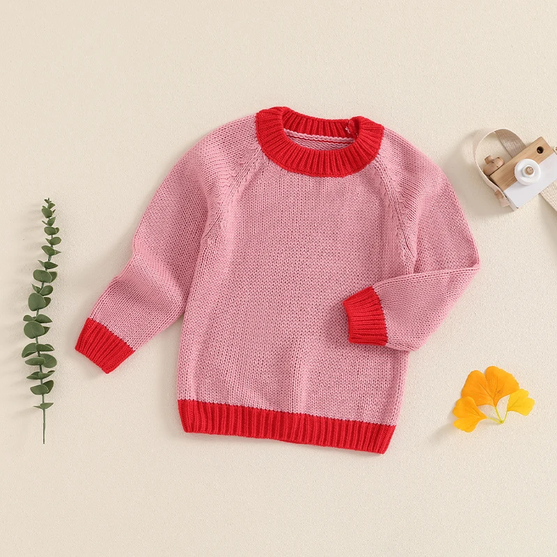 

Suefunskry Baby Girls Boys Sweater, Long Sleeve O-Neck Contrast Color Fall Winter Warm Knit Pullover Tops Infant Clothes