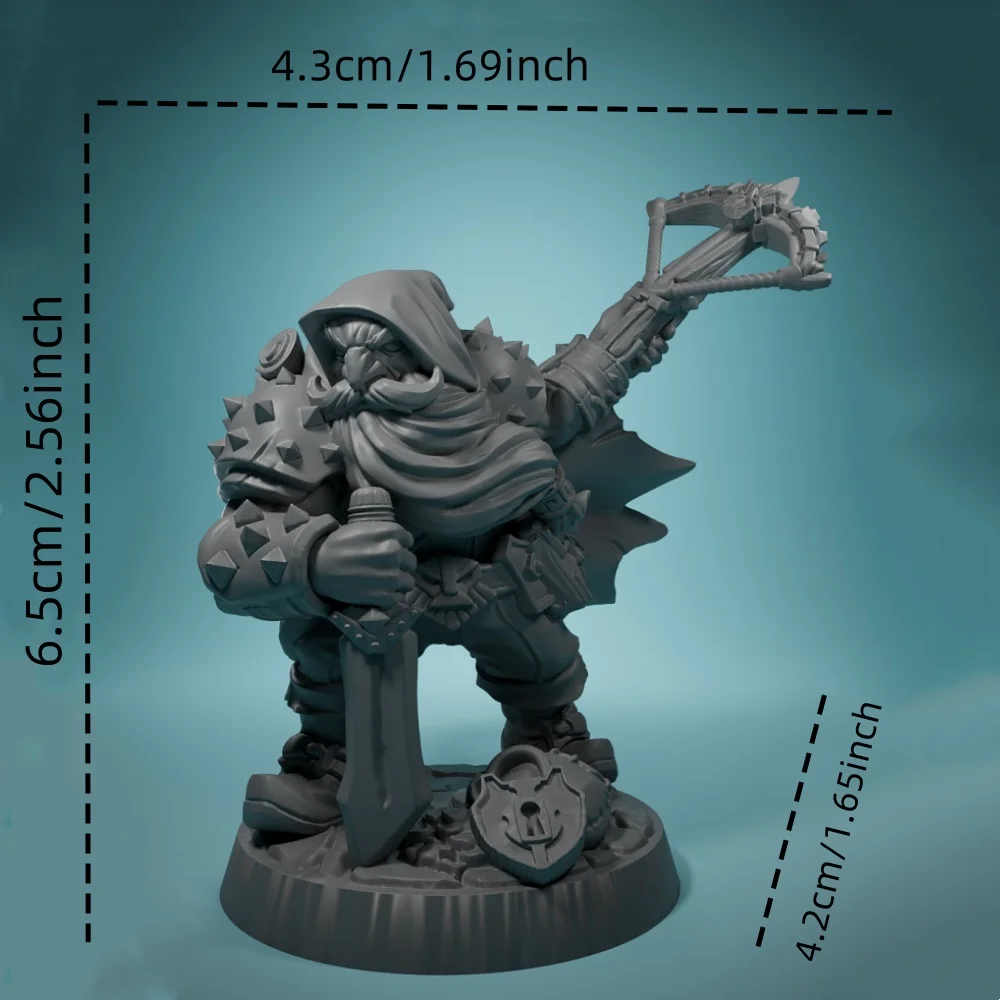Dwarven Thief Merrian 3D Game Character miniatura, decoración de escritorio, juego de guerra, piezas de ajedrez, colecciones 3D Dwarven Thief miniatura