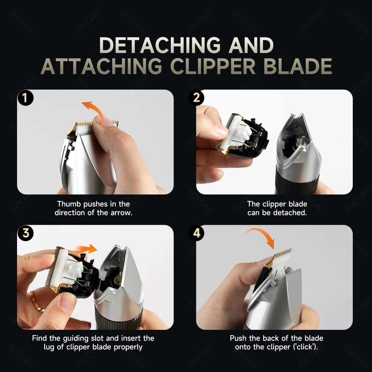 ماكينة تشذيب الشعر الاحترافية من ENCHEN Sharp X مع أمشاط محدودة من النوع C مقاس 3 إلى 12 مم