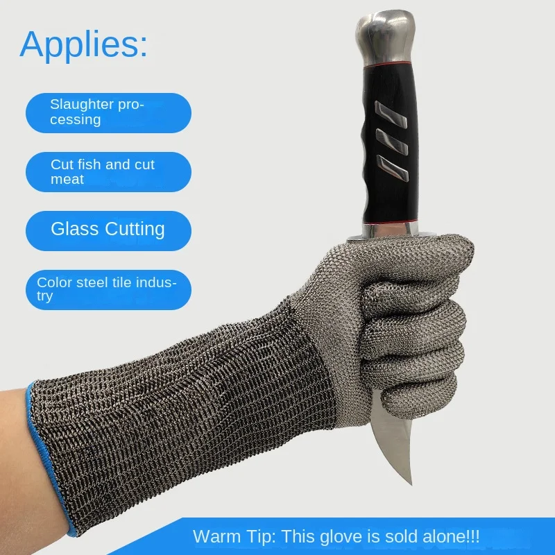 Long Stainless Steel Wire Gloves Food Grade Anti Cutting Meat Metal Iron Labor Protection Anti Cutting Gloves Level 5