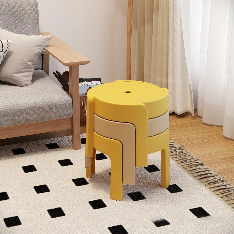 Plastic small stool thickened household small bench adult round stool can be stacked coffee table stool bathroom non-slip