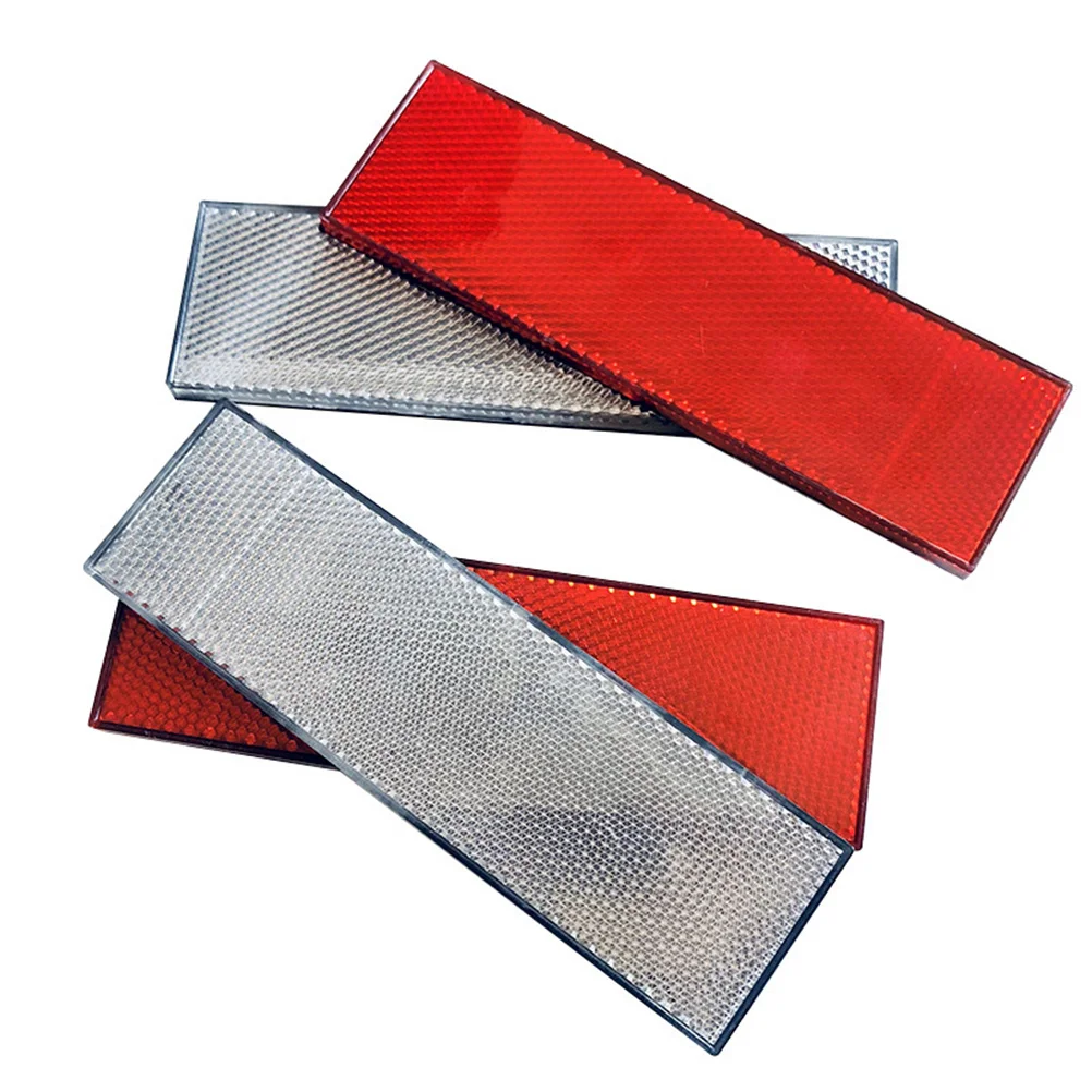 4Pcs Reflective Tape Car Panel High Visibility Safety Warning Strip for Truck Automobile Road Transport Use Red