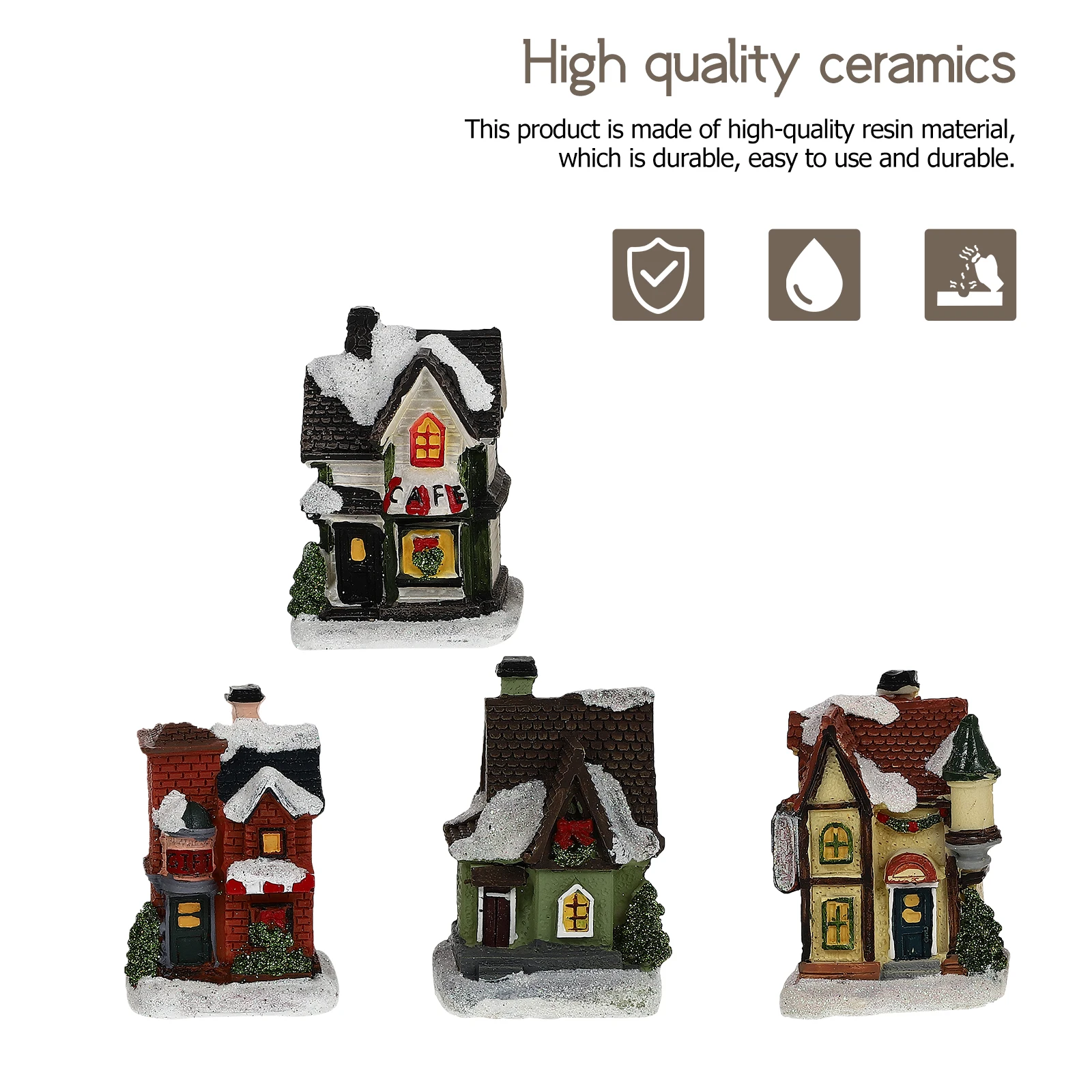 

4 Pcs Resin House Ornaments Home Decoration Christmas Mini Landscape Tree Festival Gift Miniature