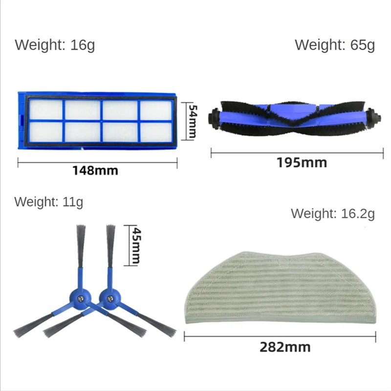 Principal escova lateral filtro mop pano escova de limpeza peças reposição acessórios para eufy robovac l70 robô aspirador-A58E