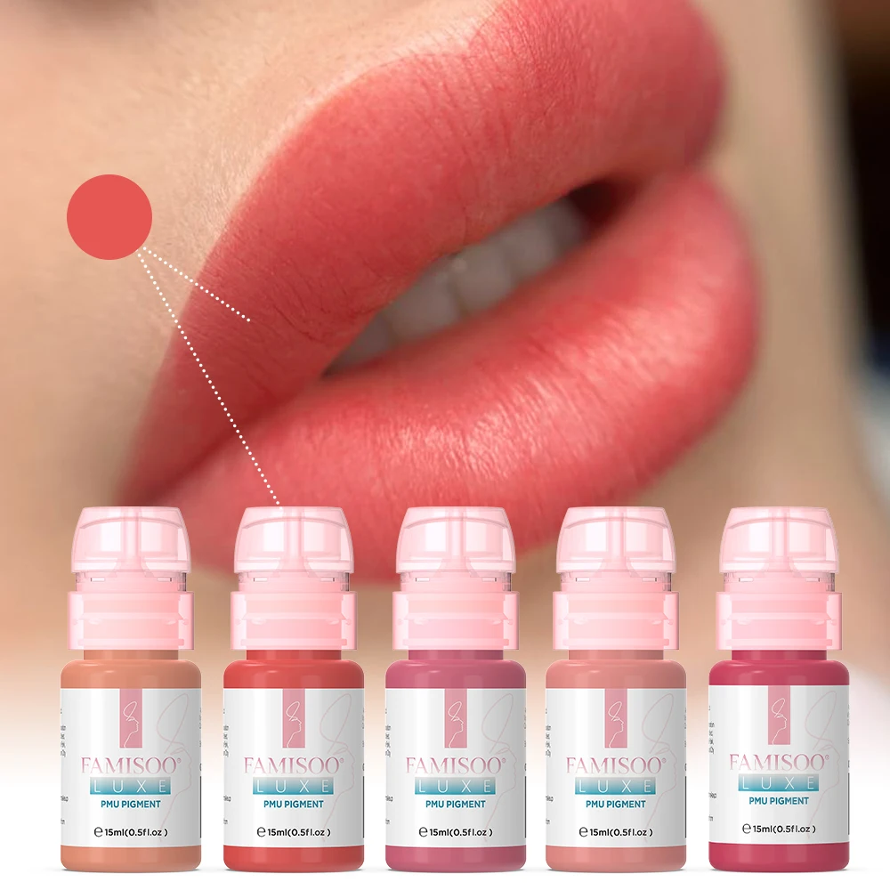 15ml Professional Tattoo Ink  Lip Blush Pigment Permanent Makeup Ink for Lips & Microblading, Long-Lasting Tattoo Color