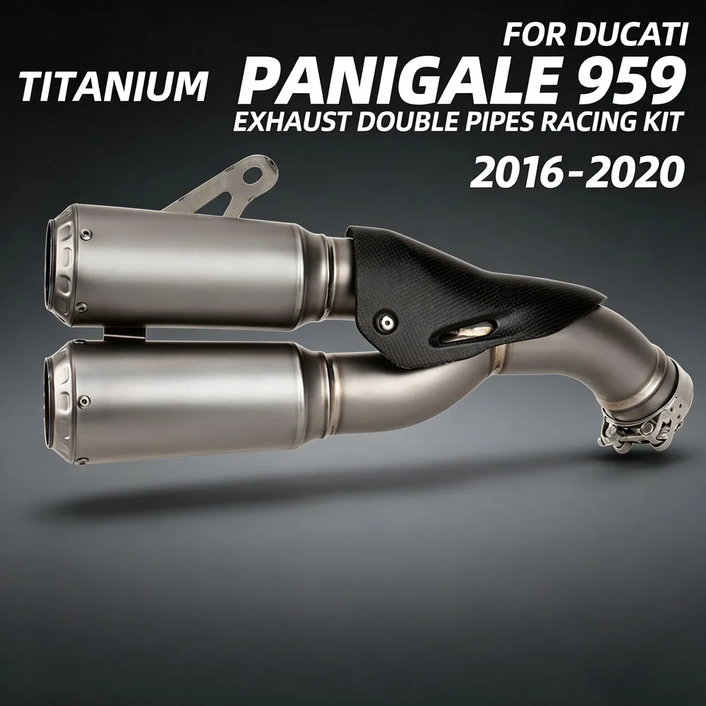 For Ducati 959 Panigale 959 Panigale Corse 2016-2019 Motorcycle Exhaust Kit Middle Pipe Double Exit Muffler With Protect Cover
