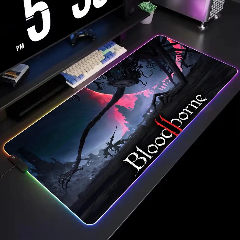 

Bloodborne Mouse Pad Gamer Rgb Desk Mat Back Light Led Mousepad Setup Gaming Accessories Deskmat Big Mousepad