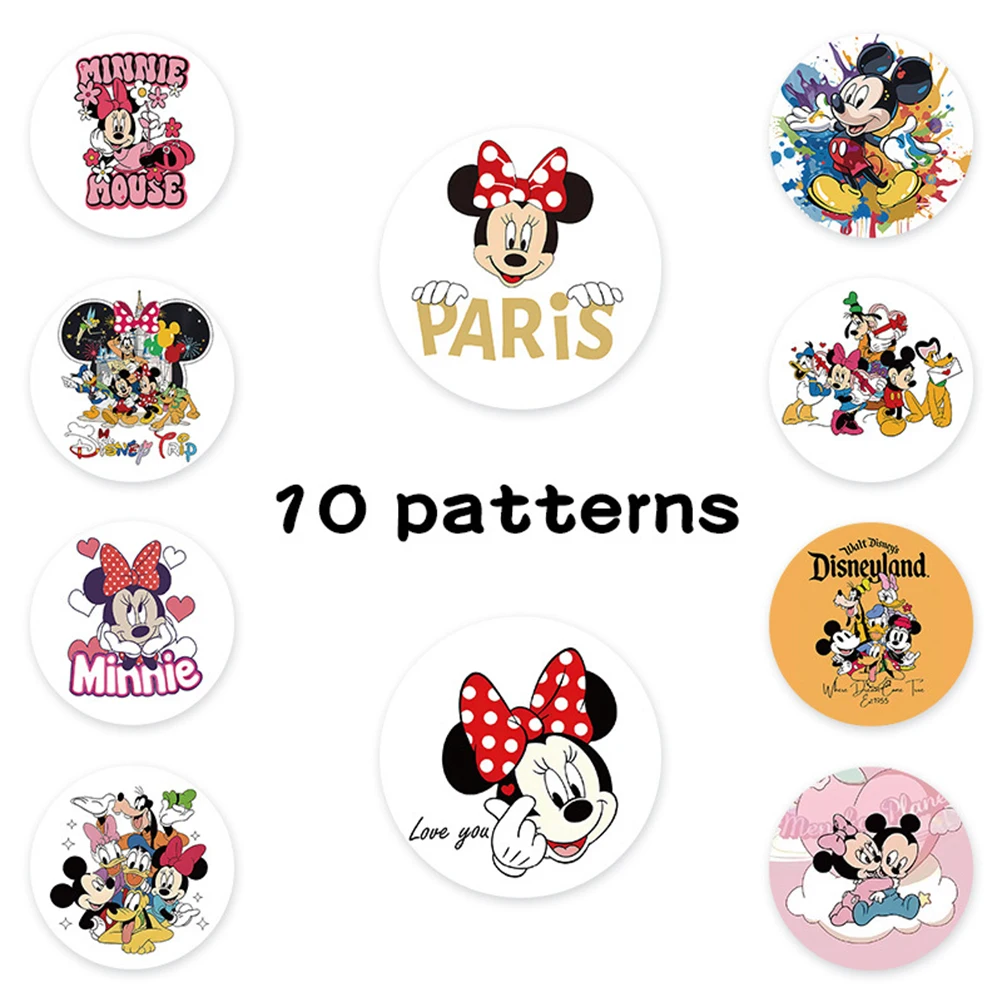 500 stks/rol Disney Anime Mickey Mouse Afdichting Stickers Leuke Minnie Donald Duck Cartoon Decals Telefoon Notebook Gitaar Sticker Speelgoed