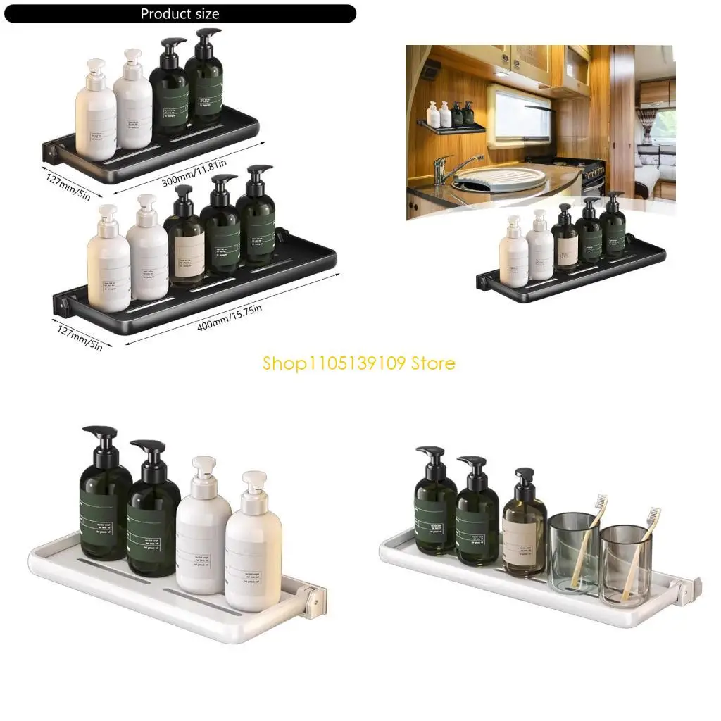 

P5ED Folding Bathroom Wall Shelf for Campers Fold up Floating Storage Organization Storage Panel Shelf Rack